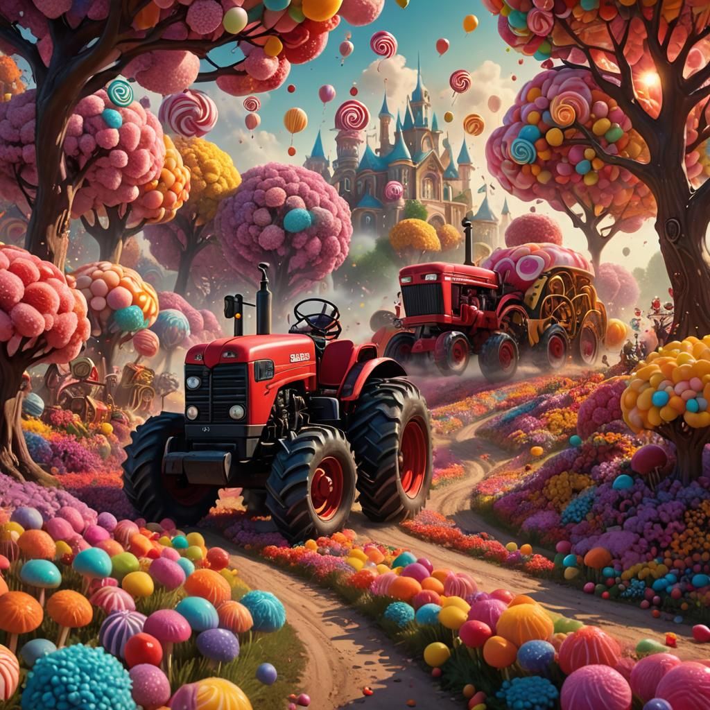 Case IH Tractor in a Candy Land Dreamscape