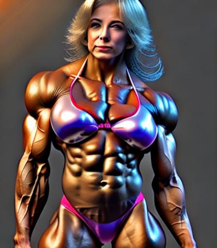 Female Bodybuilder Illustration in Japanese Anime Style