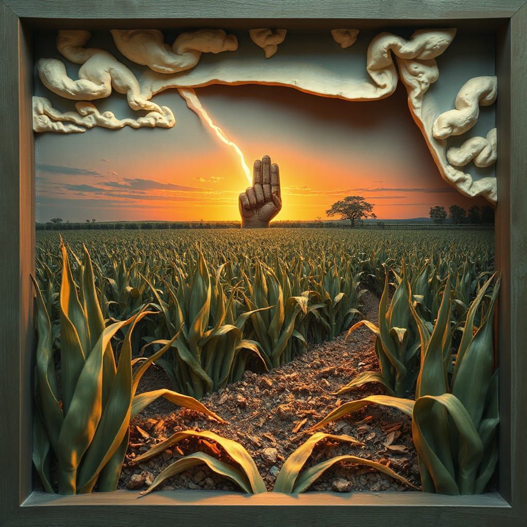 Tornado Draws Stickman in Cornfield: Trompe L'oeil Art