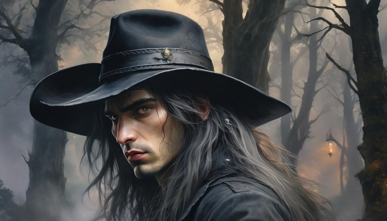Vampire Hunter Portrait in Watercolour Style