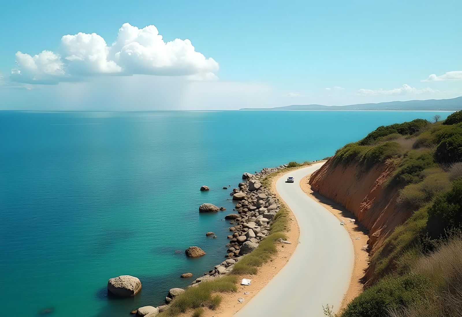 Coastal Road with Curves: Aerial View