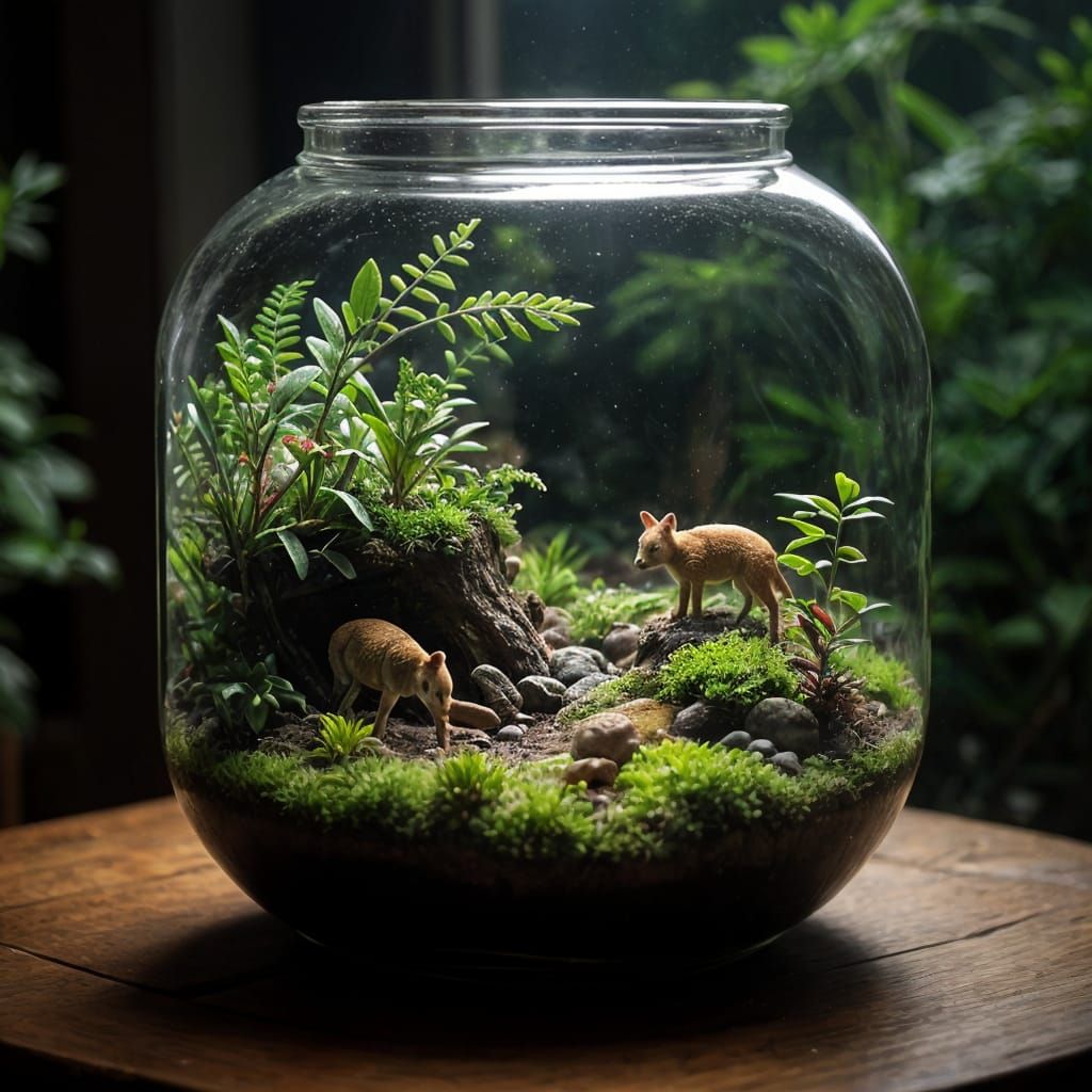 Surreal Botanical Garden in a Glass Container