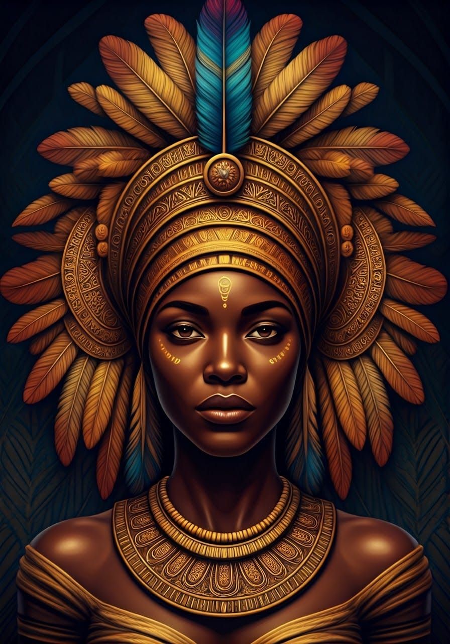 African Goddess in Vibrant Zentangle Style