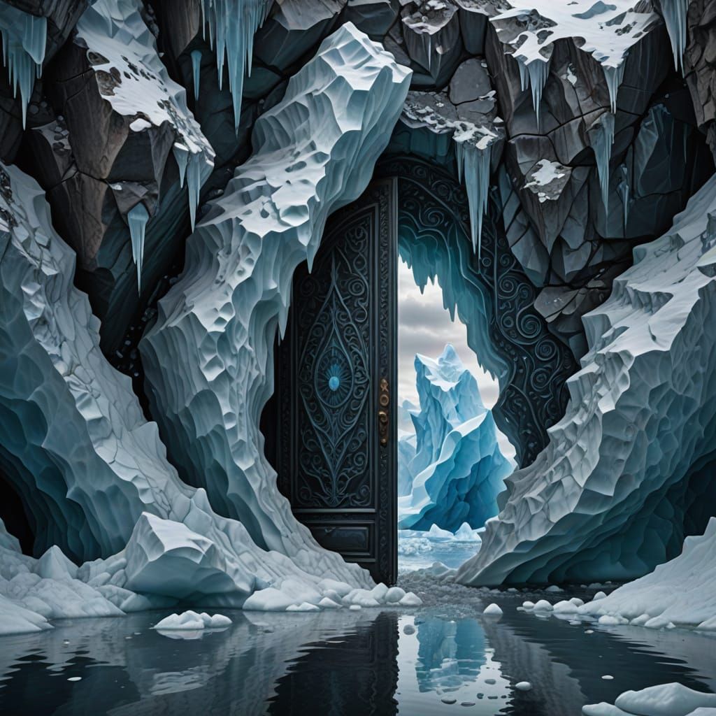 Mystical Iceberg Door with Crystalline Light