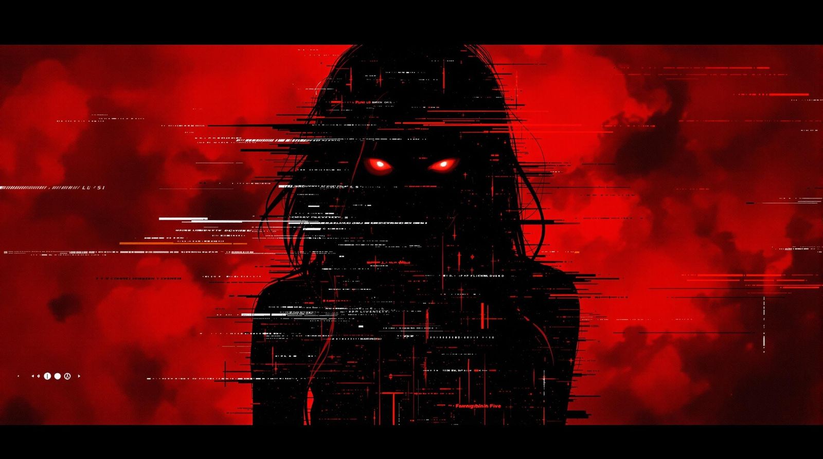 Glitched Zombie Silhouette in a Smoky Red Background