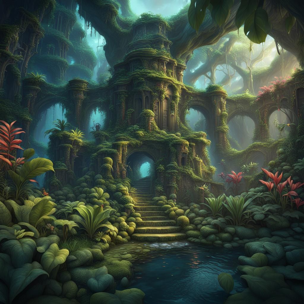 Enchanted Jungle Spell: Fantasy Concept Art