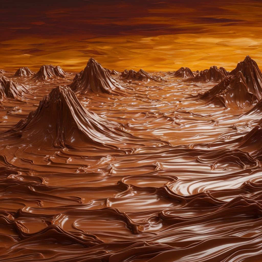 Chocolate Landscape: An Impasto Gouache Masterpiece