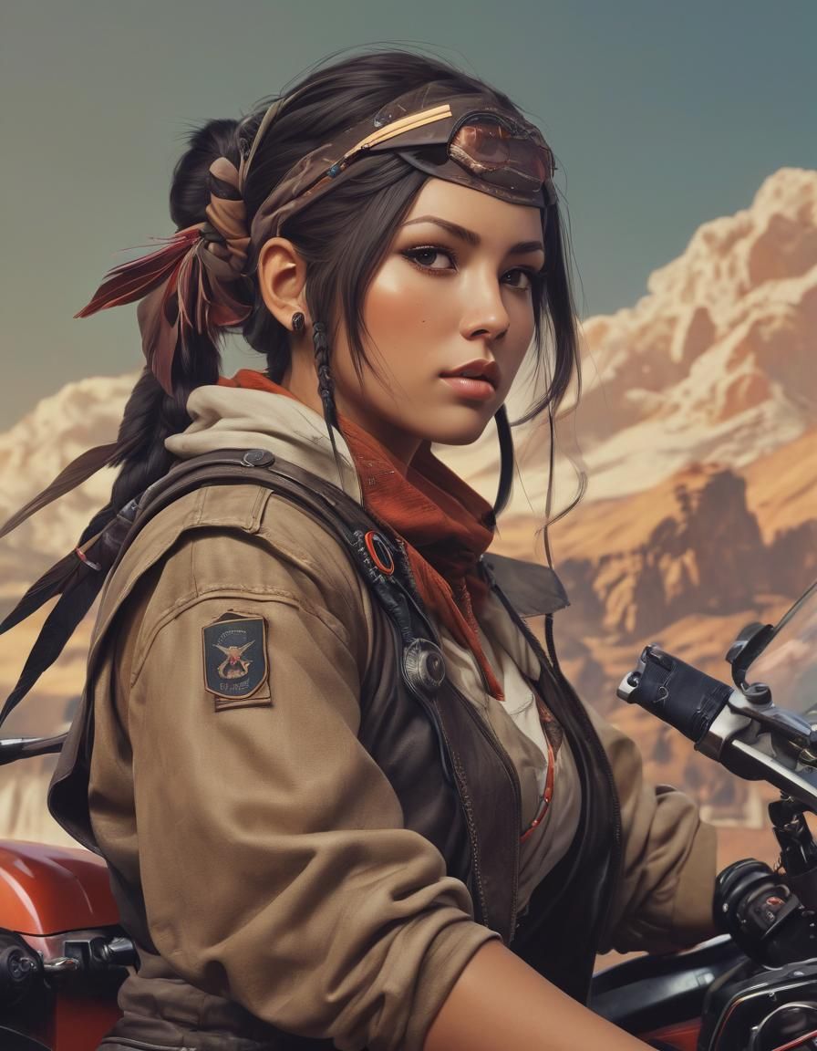Sacagawea in Cyberpunk Speed Racer: Anime Illustration