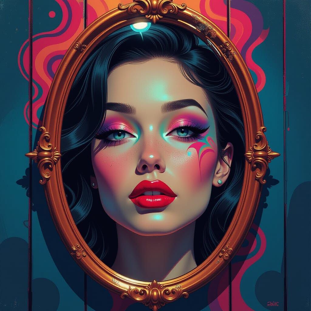 Distorted Reflections: A Surreal Futuristic Portrait