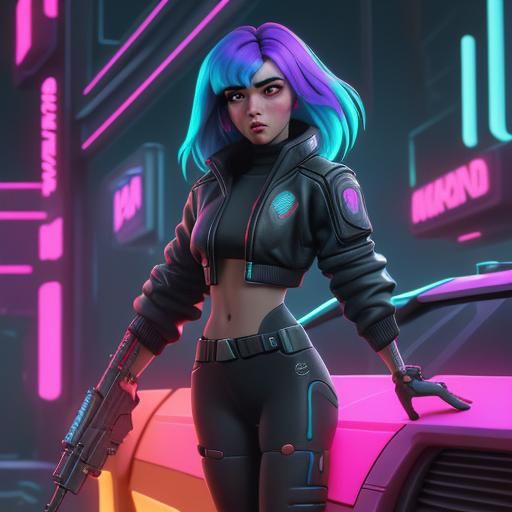 Cyberpunk Guns in Neon Dystopia