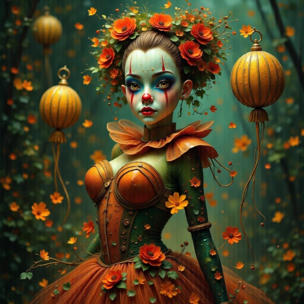 A Beautiful Woman in a Vibrant Clown Aesthetic