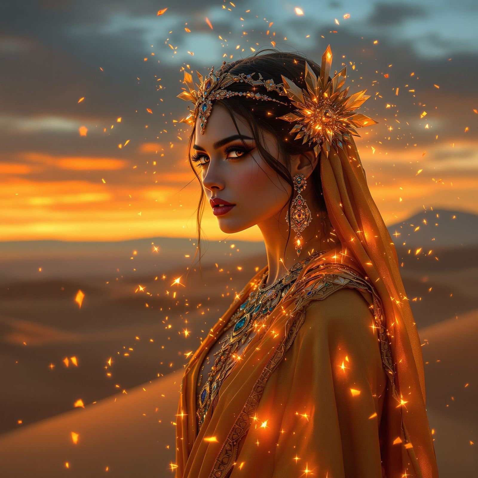 Desert Princess in Fiery Crystalline Style