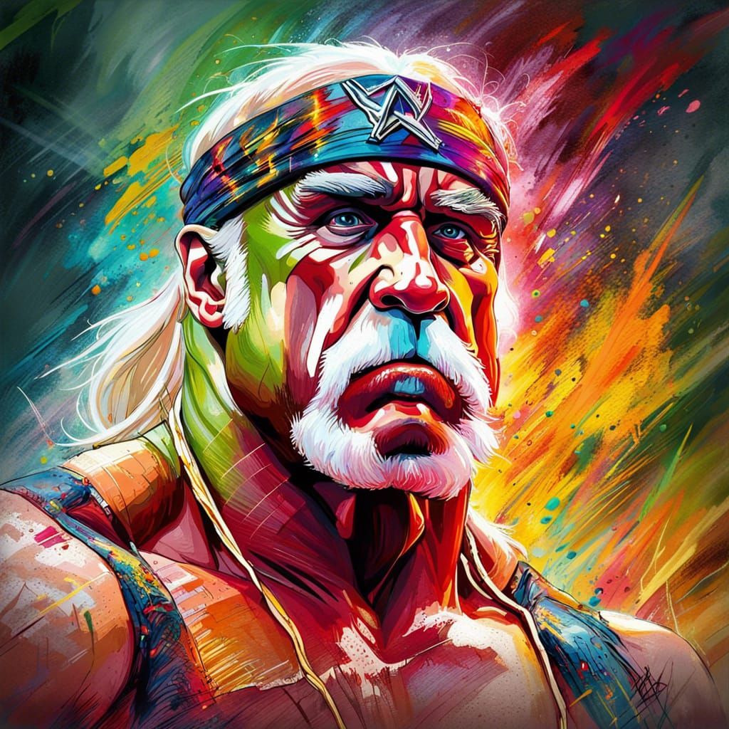 WWE Wrestler Hulk Hogan: Insanely-detailed beautiful complex detailed artwork by Armand Guillaumin : Carne Griffiths, Da...
