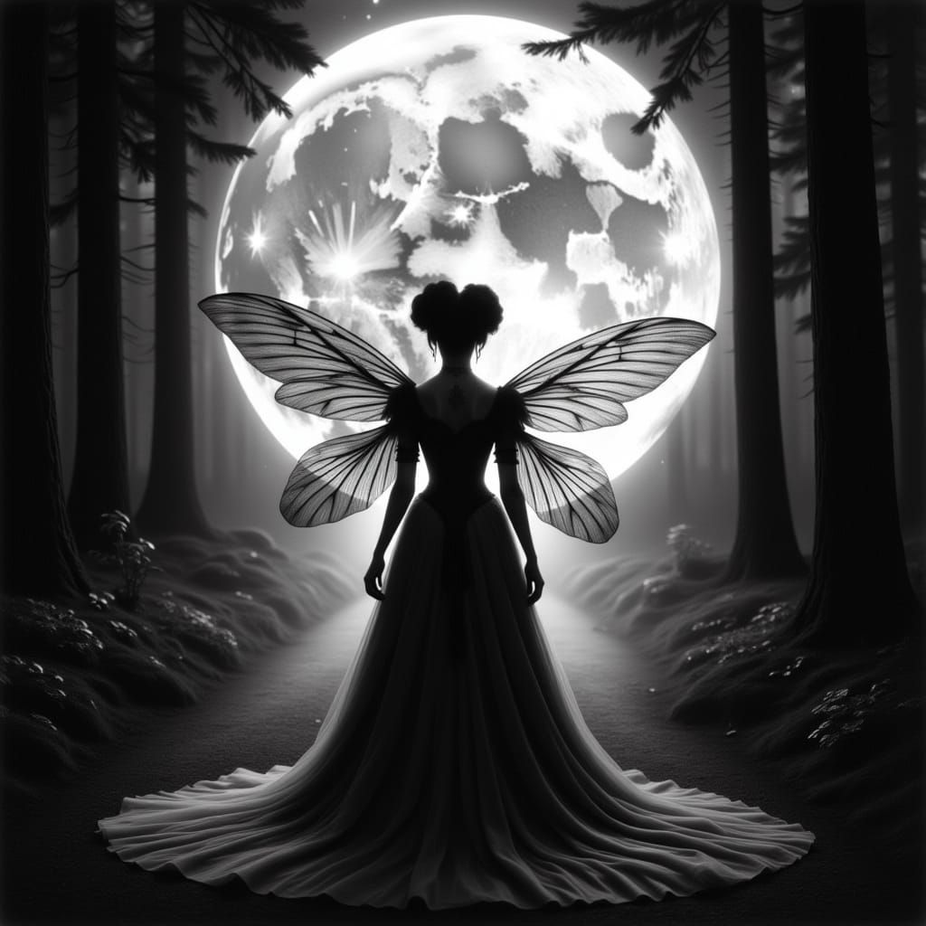 Ethereal Fairy Silhouette in Vintage Style
