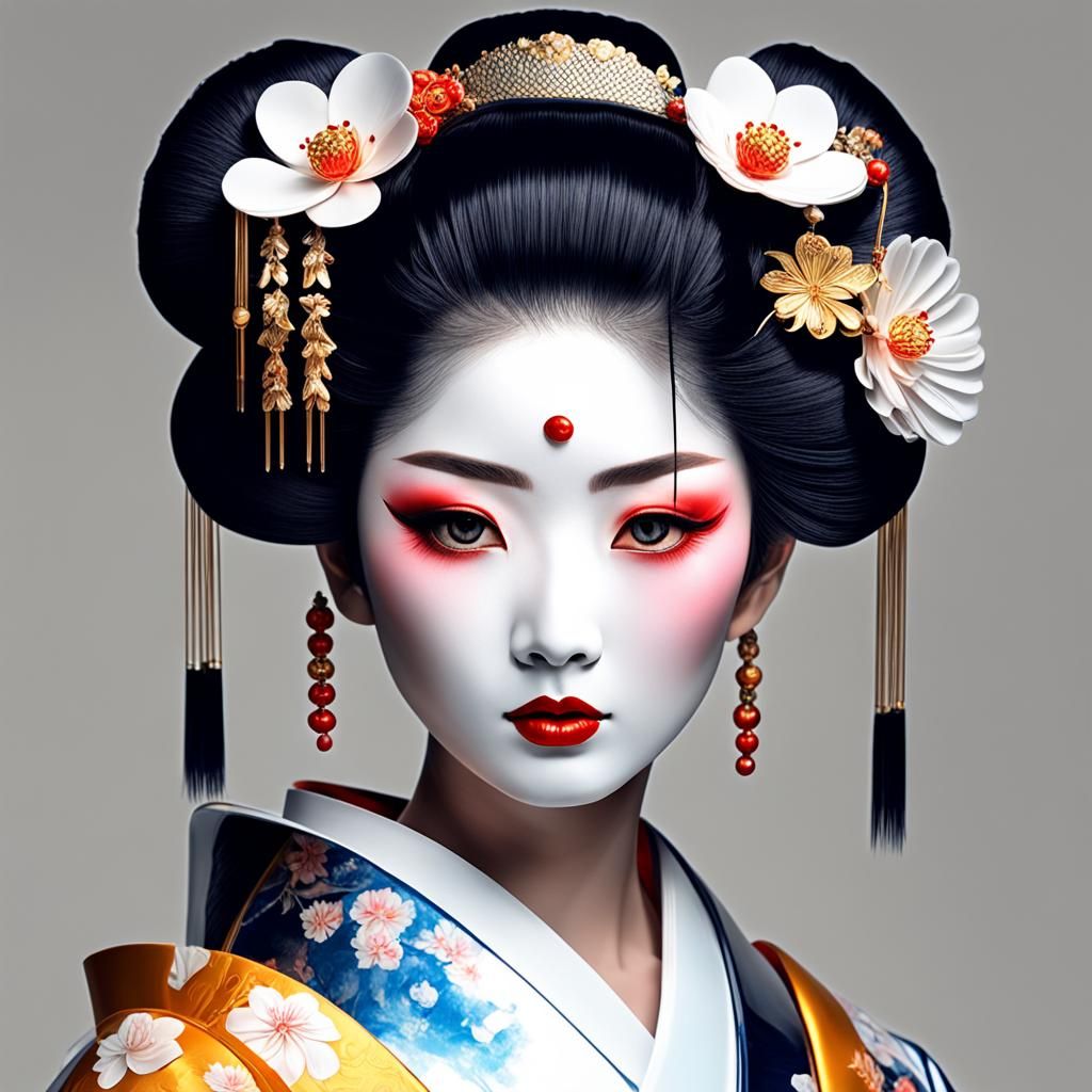 Cyberpunk Sun Goddess Geisha Portrait