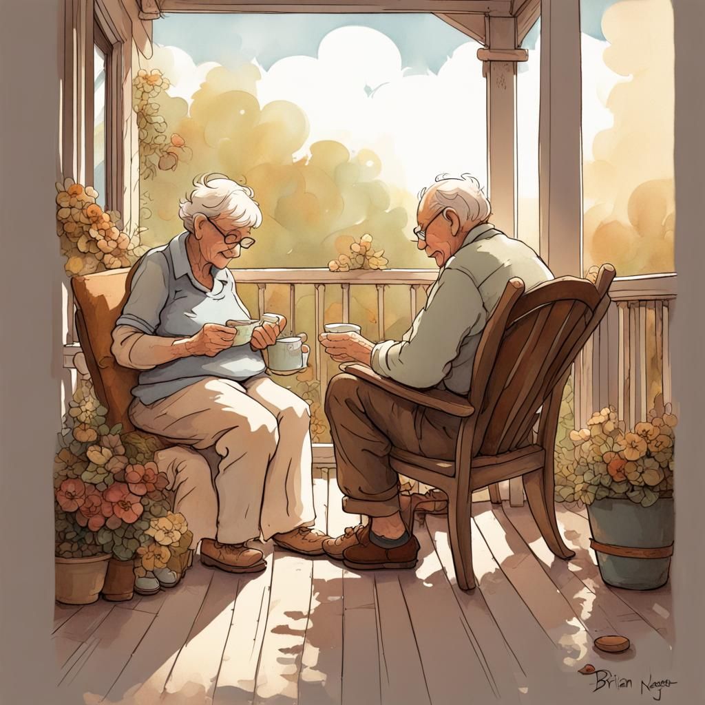 Elderly Couple Enjoying Life with Grandchildren