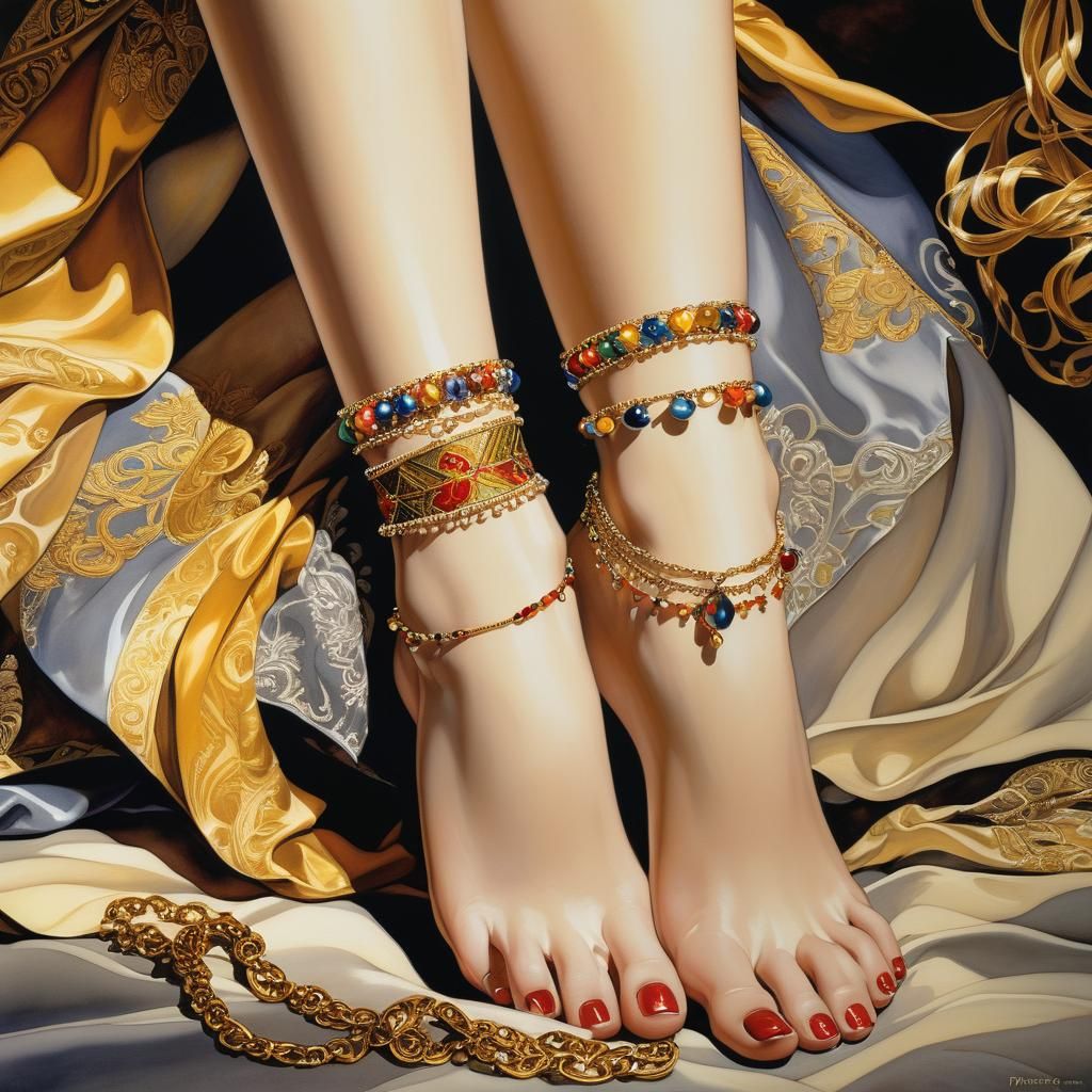 Ankle Adorned with Anklets in Erotic Art Style