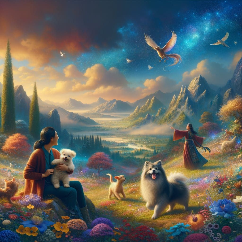 Fantastical Matte Painting: Mother and Child Play with Mythi...