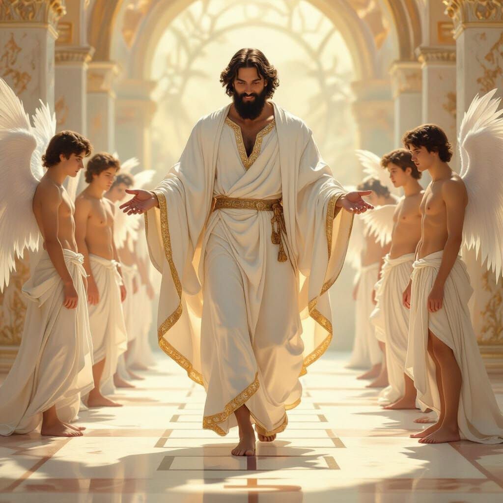 Majestic Figure Plays Hopscotch: Renaissance Style