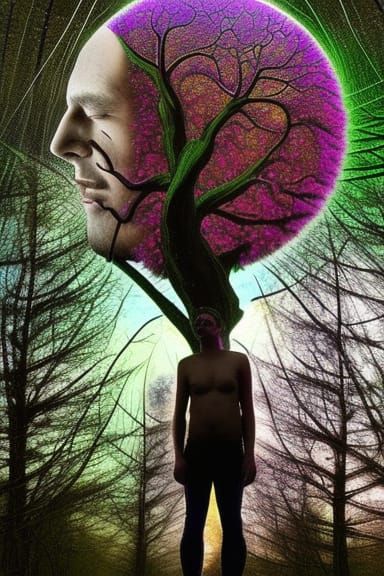 Tree-Human Hybrid with Fractal Branches in 8k