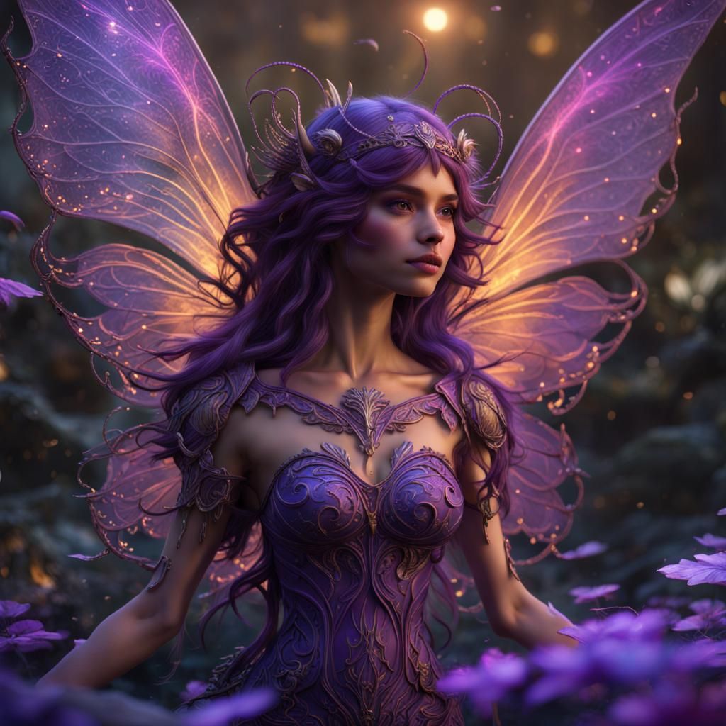 Bioluminescent Fairy with Filigree Wings