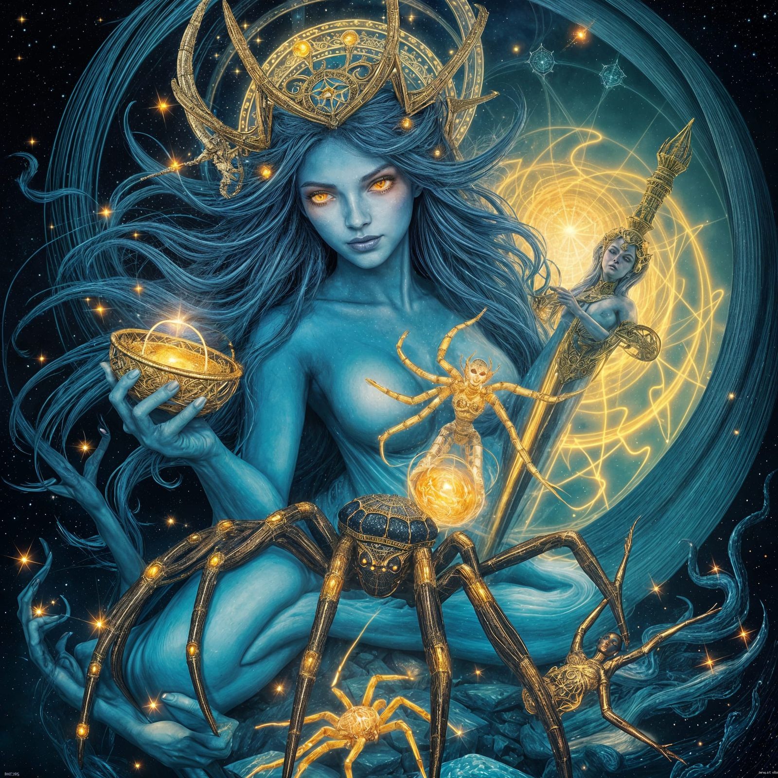 A Veiw Of Goddess And Her white Spider