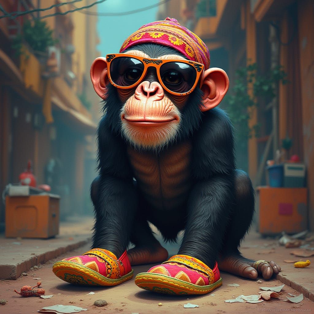 Charismatic Desi Chimp with Swag in Matte Painting