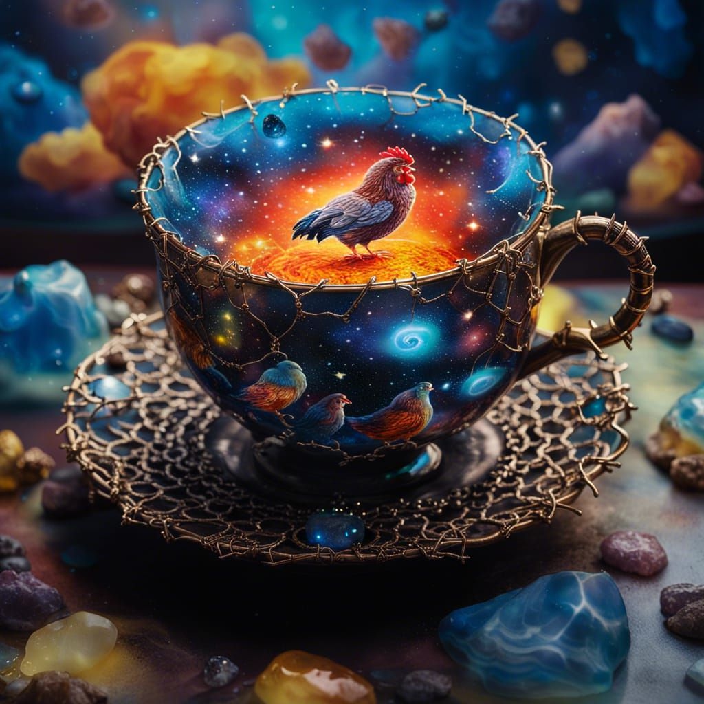 Surreal Lightning Teacup in Ghibli-Inspired Art