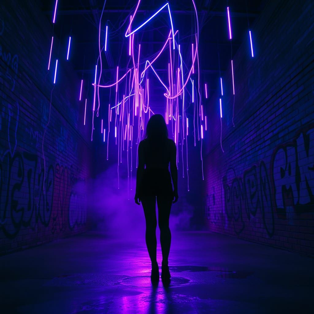 Cyberpunk Solitude in Neon Dreamscape