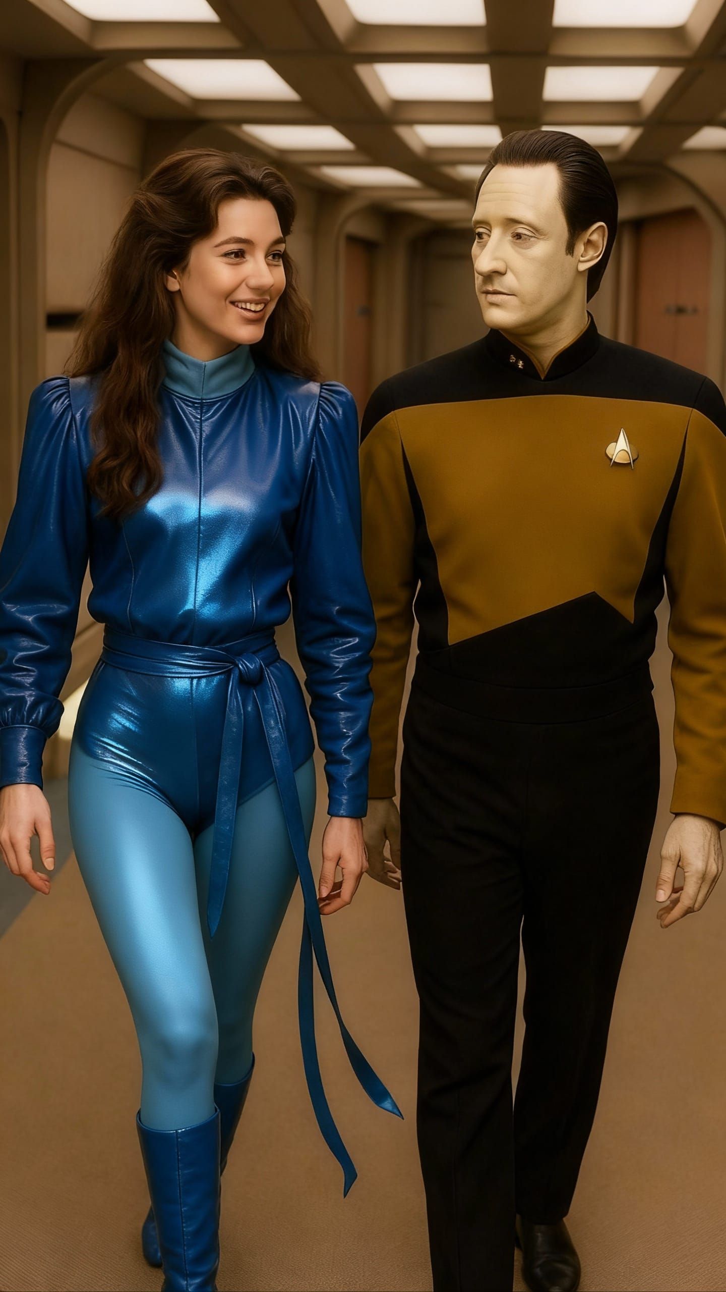 Shadowcat and Data Explore the Enterprise Hallway