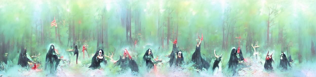 Satanic Ritual in Black Metal Forest, Pulp Horror Style