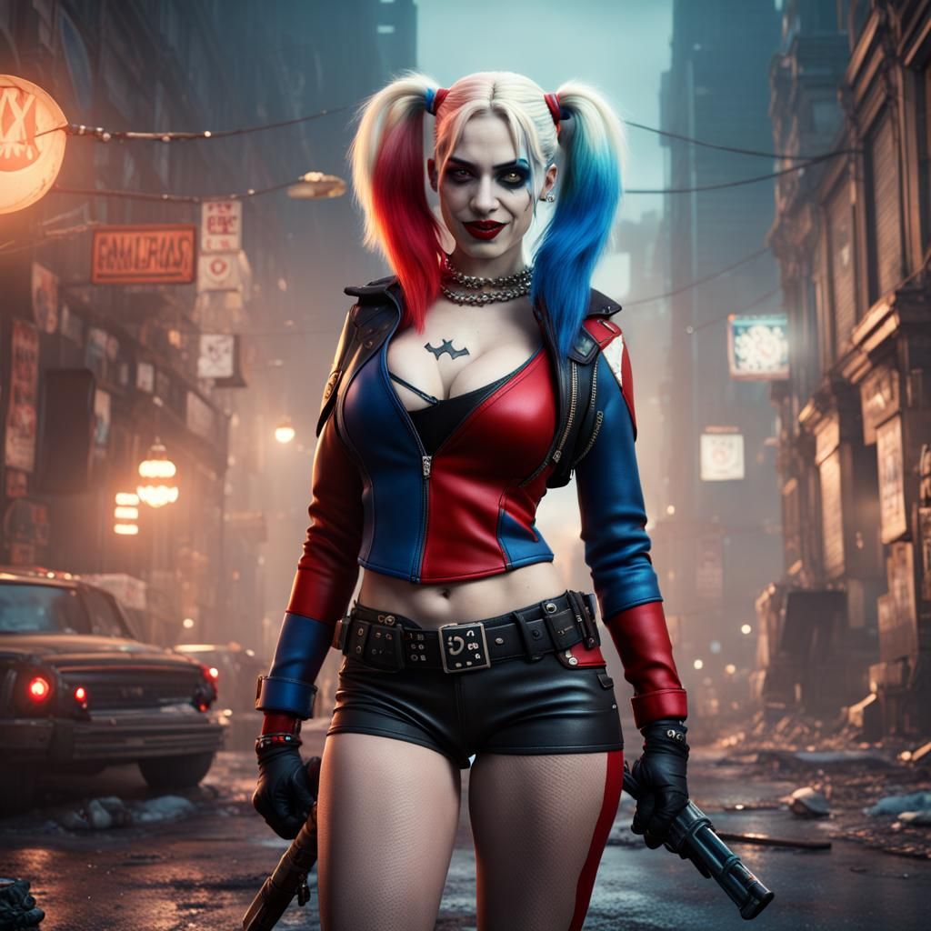 Detailed Harley Quinn Fantasy Concept Art