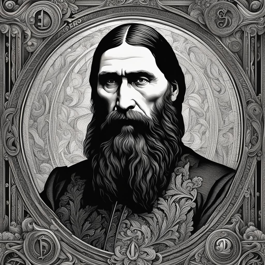 Rasputin Engraving with Art Deco Elements
