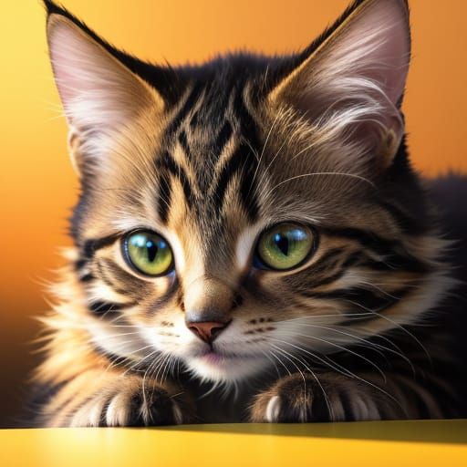 Hyper-Realistic Kitten Playing with Technology in Digital Ar...