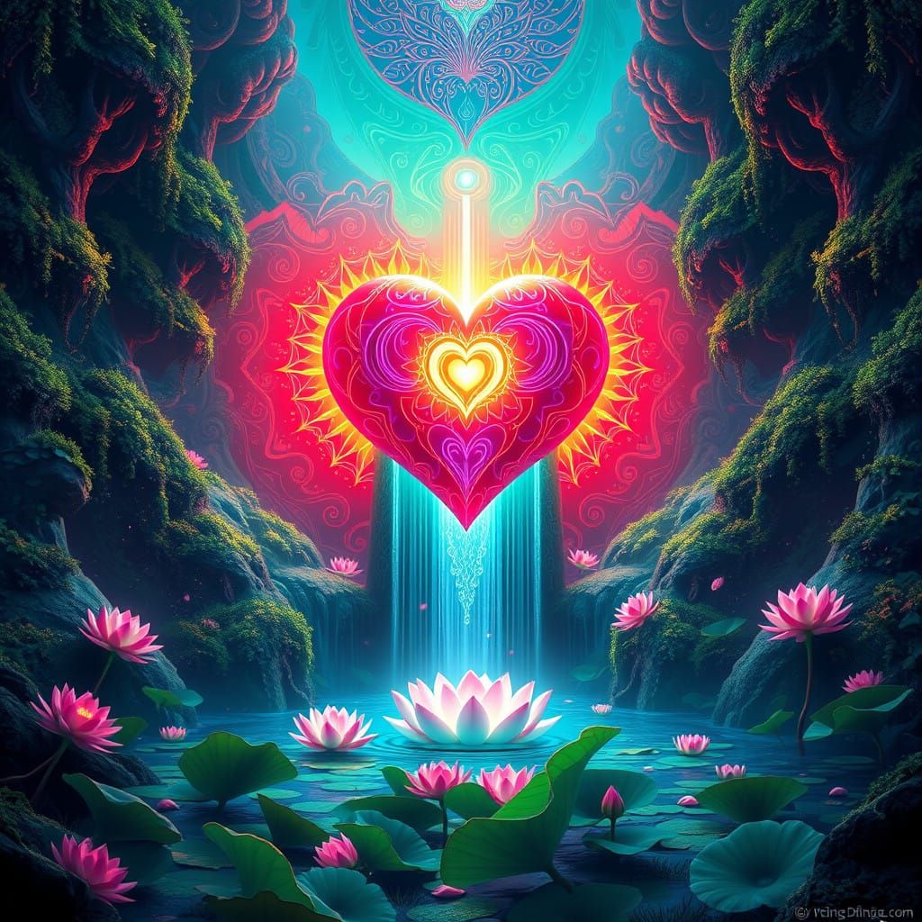 Luminous Chakra Heart Oasis in Emerald Haven