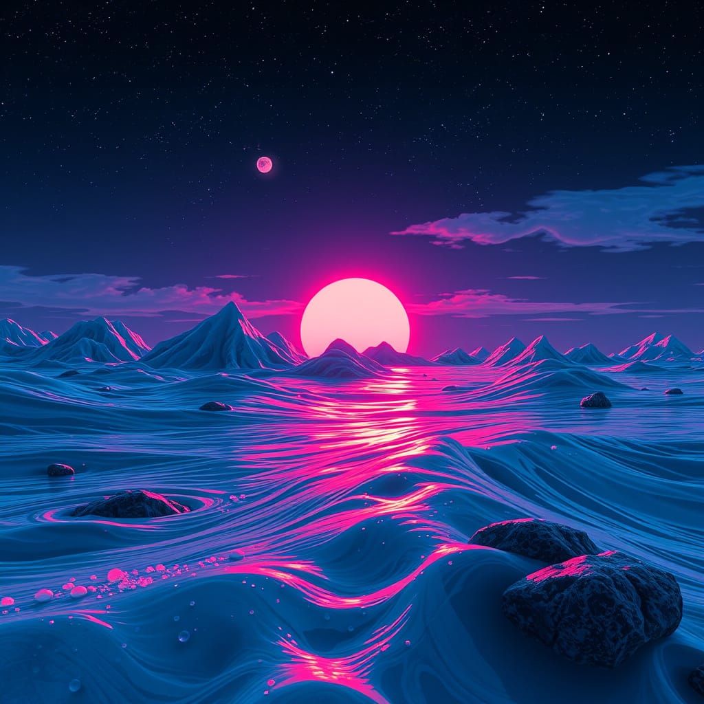 Vaporwave Goddess Awakens at Dawn