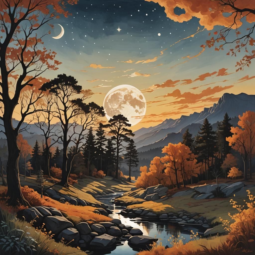 Celestial Dichotomy: Sun and Moon Landscape