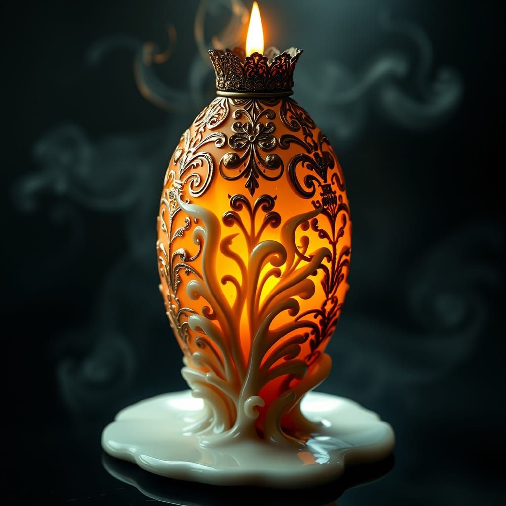 Surrealist Wax Sculpture Emerges from Melting Candle