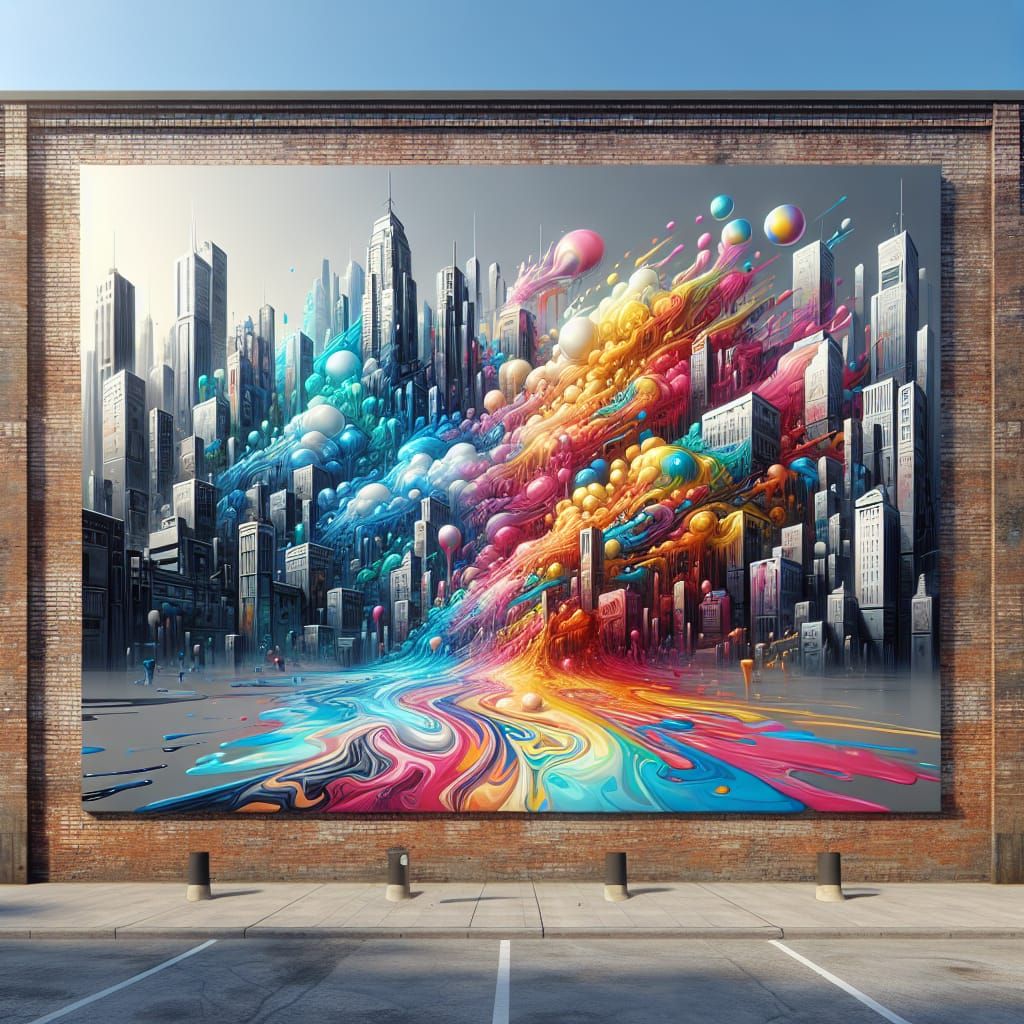 Polychromatic Street Art on Brick Wall