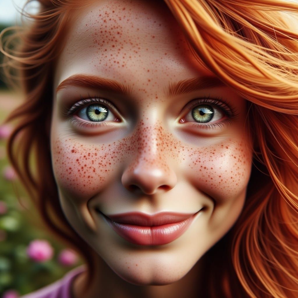 Redhead Crying with Joy, Heterochromia Portrait