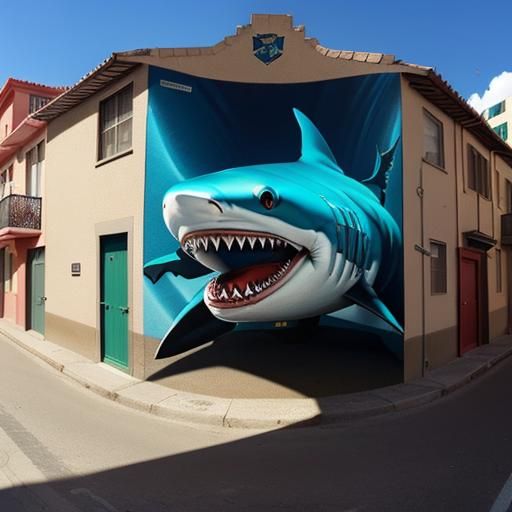 Spectacular 3D Shark Street Art Illusion