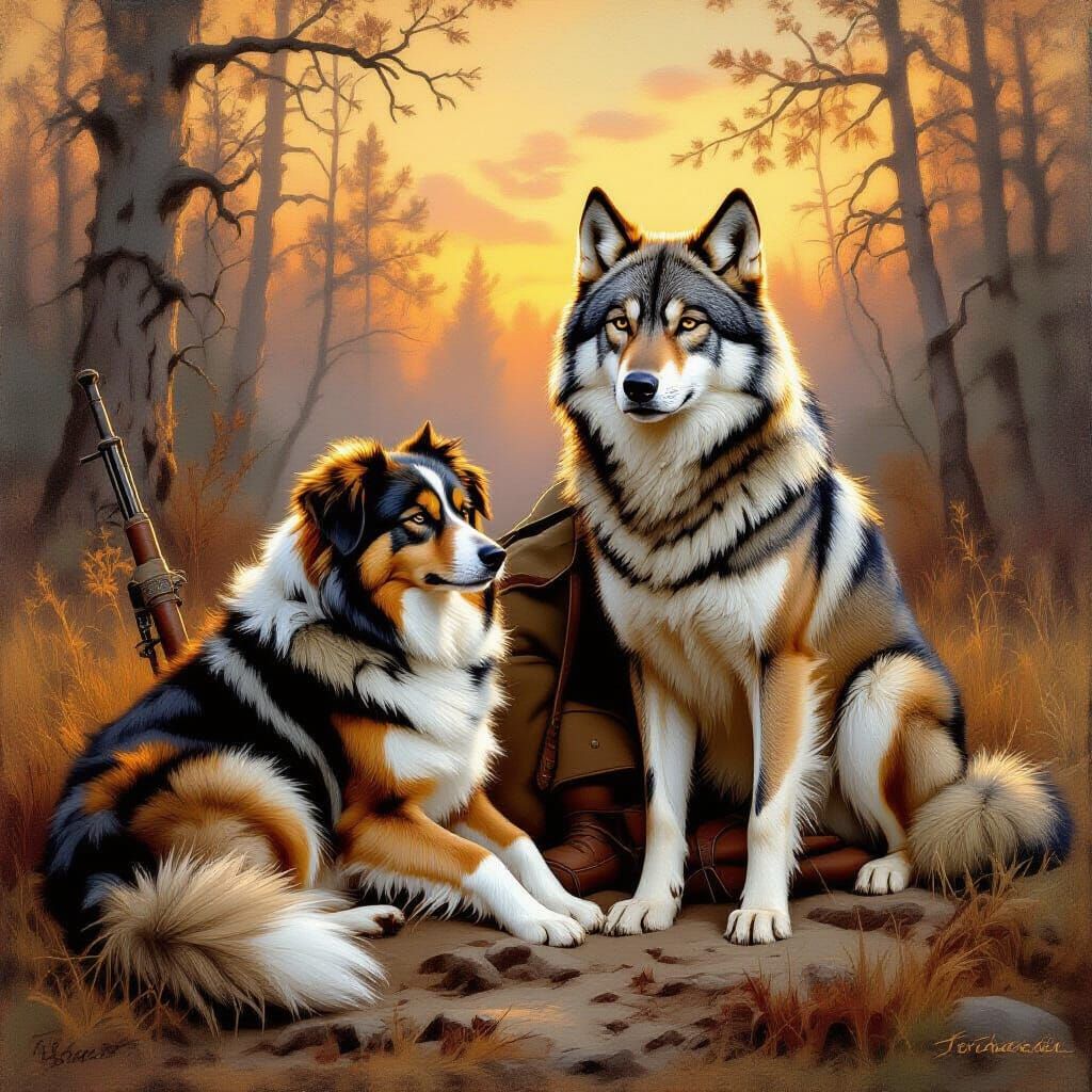 Medieval Hunter with Loyal Canine Companion