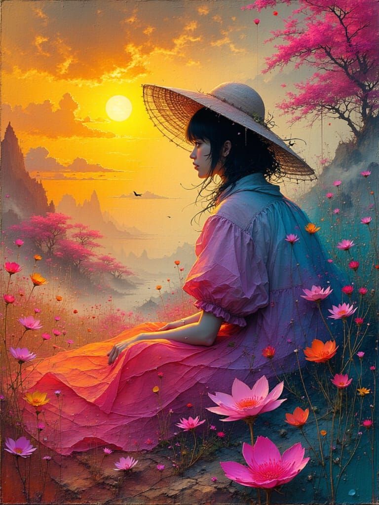 Ethereal Woman in Twilight Dreamscape