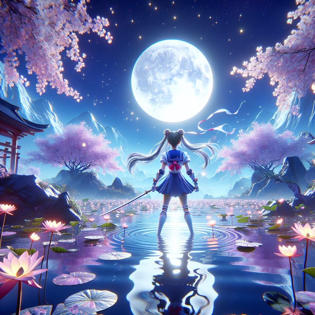Binary Code Dream (Sailor Moon) Cherry Blossoms Moon lotus p...