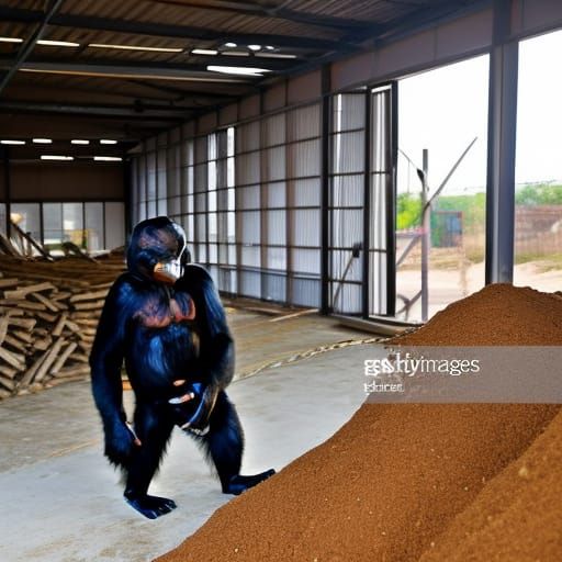 Chimpanzee Choosing Hardware at Construction Store