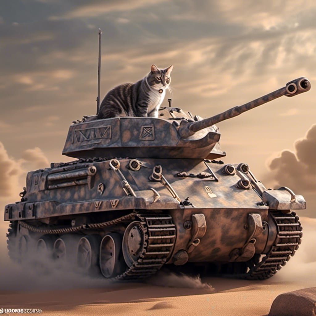 Military Tank Driver in Desert Battlefield, HDR