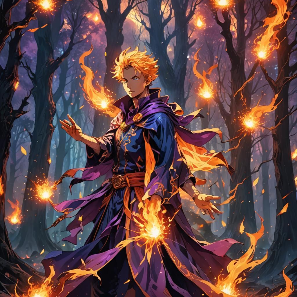 Fulminator Mage Casts Spell in Anime Style