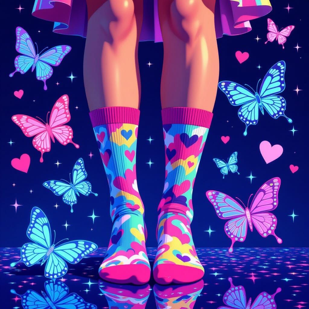 Y2K Chrome Butterflies and Hearts Sock Pattern