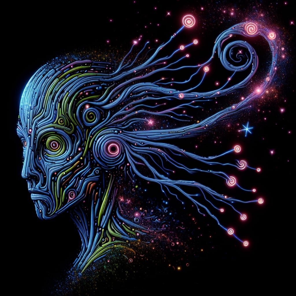 Cybernetic Alien Form in Neon Hues