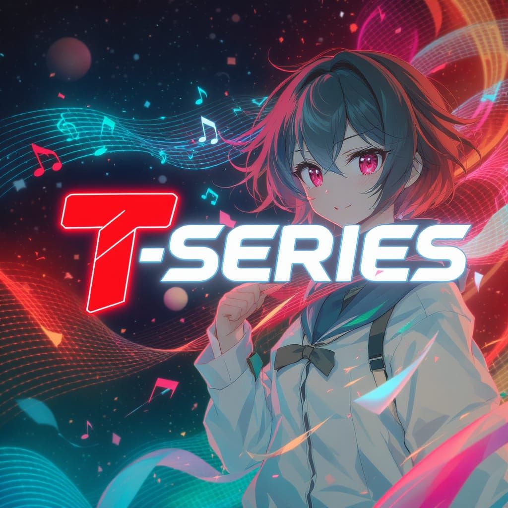 Anime-Style T-Series Logo with Music Character